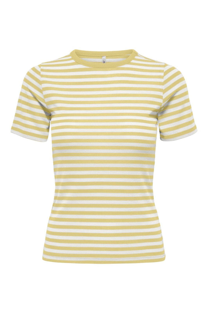 Only - Onlelli S/S Rib Top - 4942861 Lemon Meringue Cloud Dancer (Dya) Binding Lemon Meringue