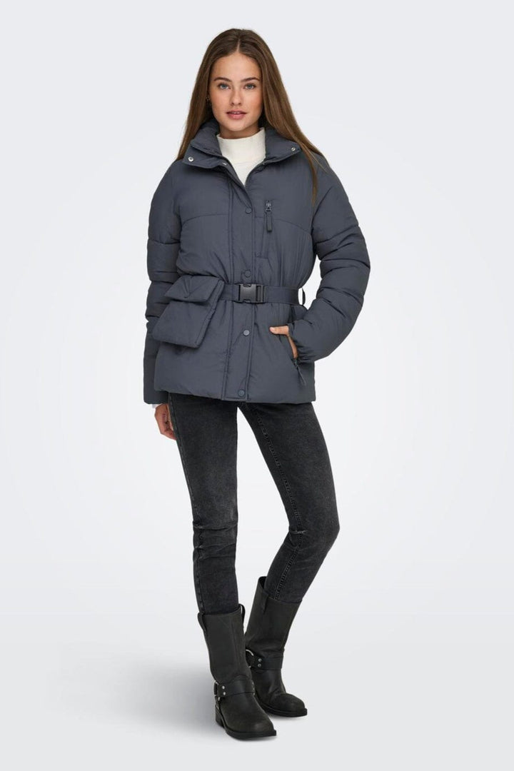 Only - Onlellie Pouch Puffer Jacket - 4851978 Blackened Pearl