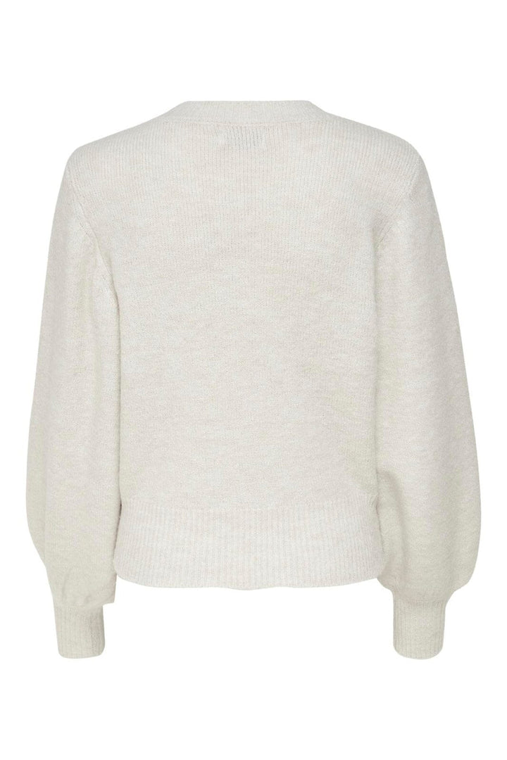 Only - Onlelsa L/S Pullover Knt - 3493207 Pumice Stone W. White Melange