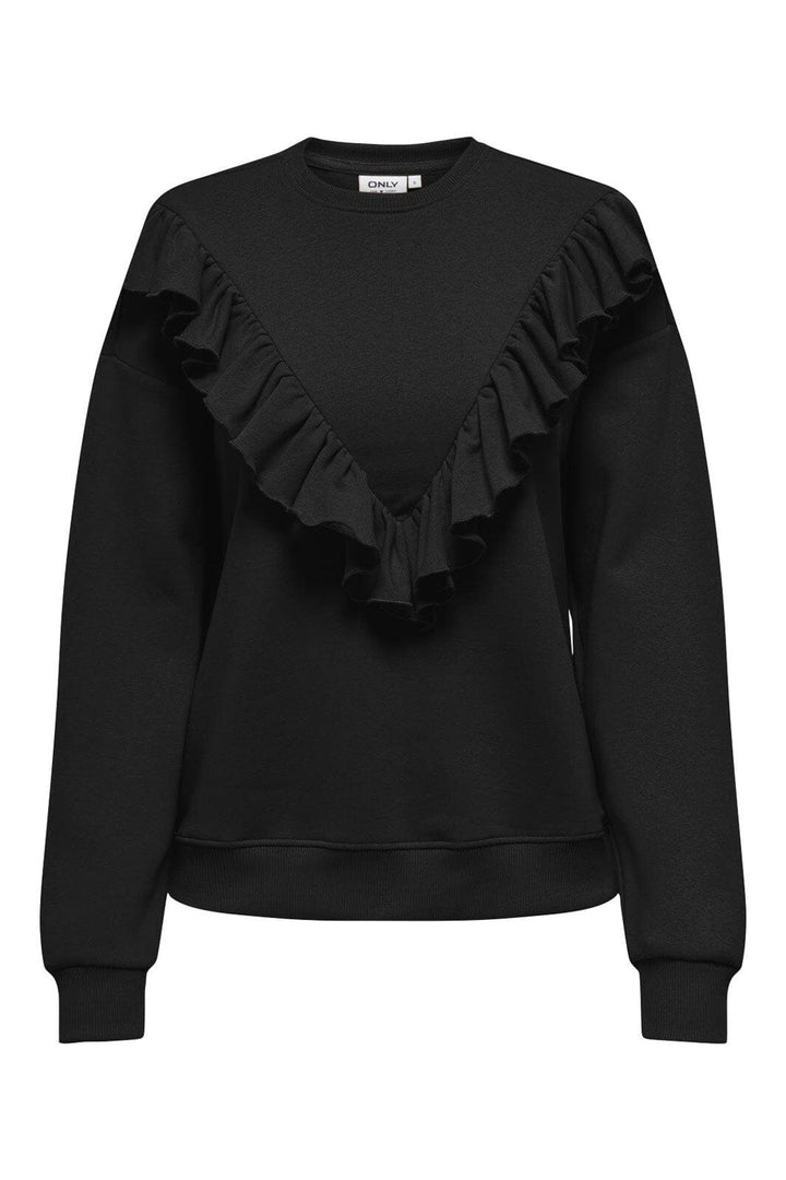 Only - Onlely L/S O-Neck Fringe Swt - 4892159 Black