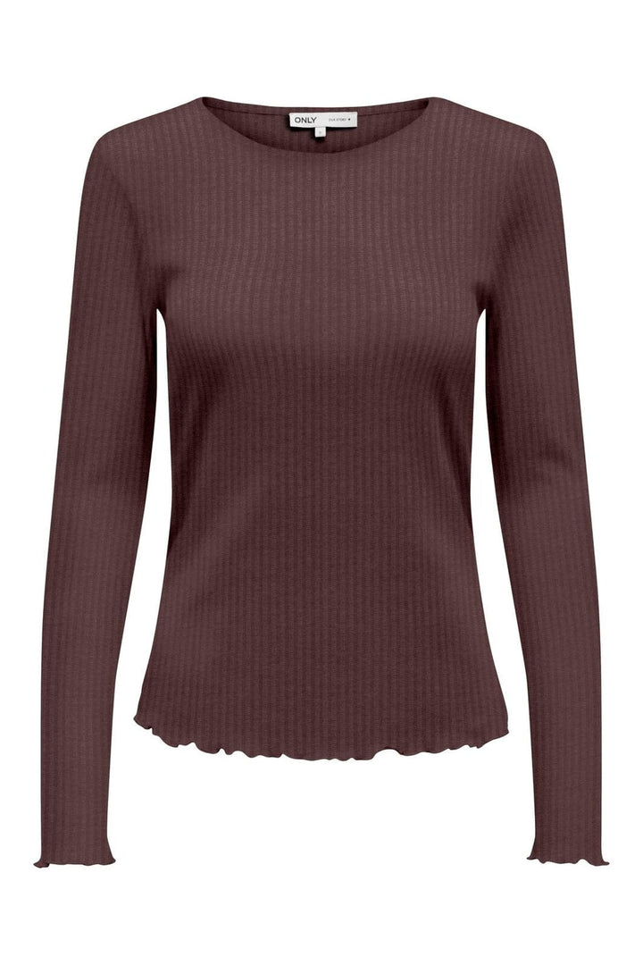 Only - Onlemma L/S Rib Basic Top - 4963370 Decadent Chocolate