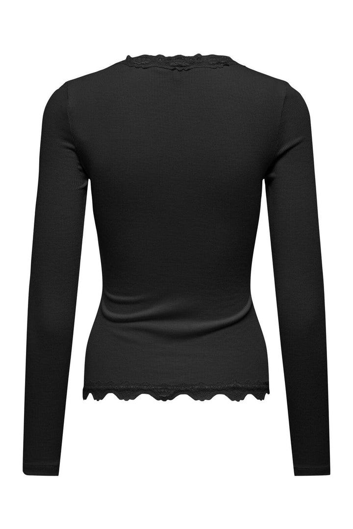 Only - Onlenea L/S Lace Mix Placket Top - 4929474 Black Pearl Buttons