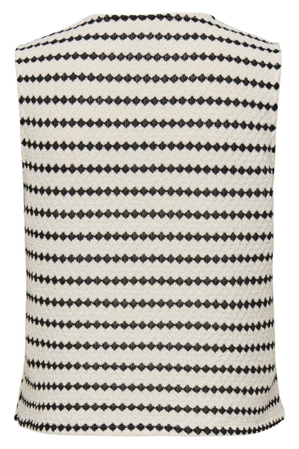 Only - Onleva S/L Short Stripe Vest - 4757606 Cloud Dancer Black Cardigans 