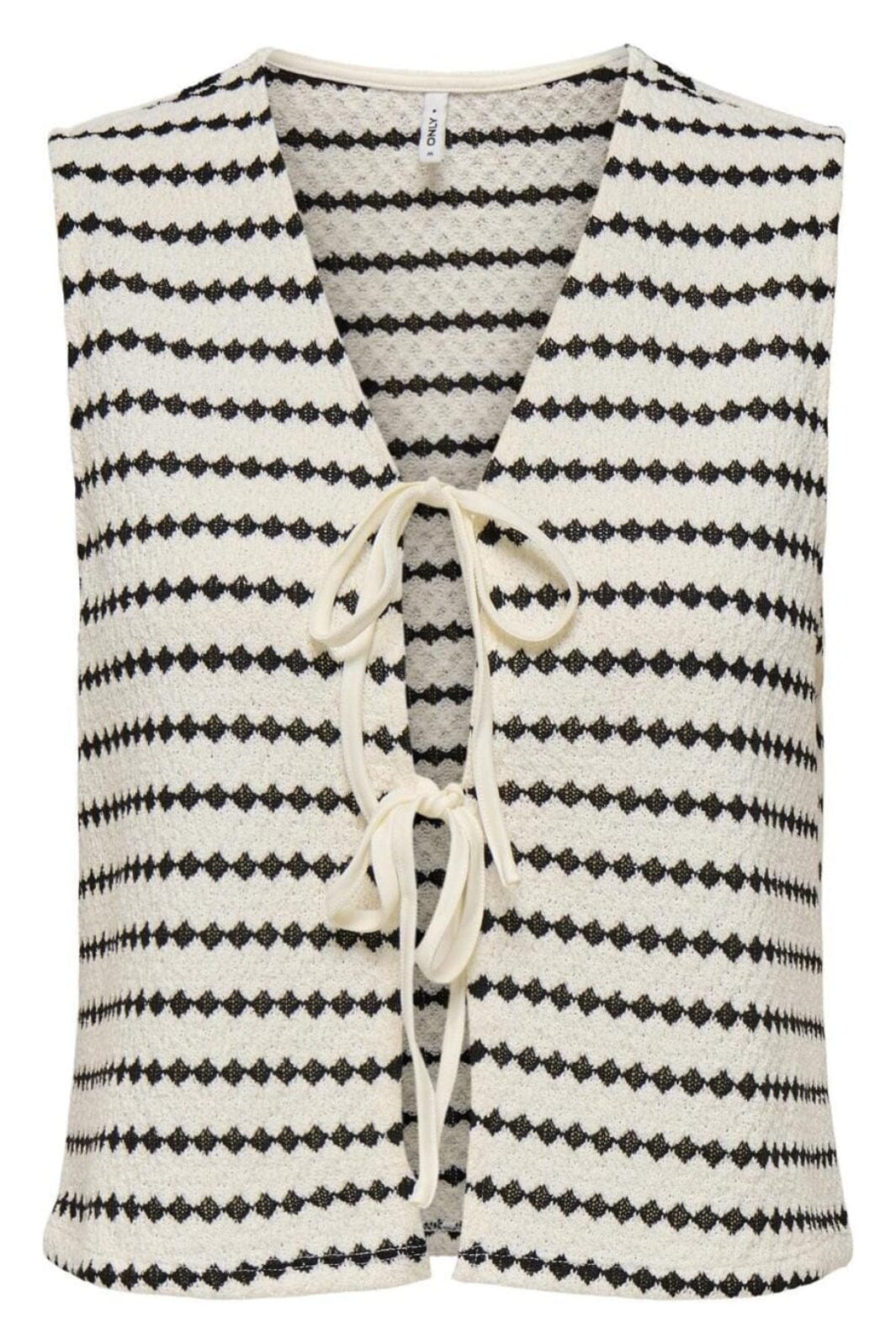 Only - Onleva S/L Short Stripe Vest - 4757606 Cloud Dancer Black Cardigans 