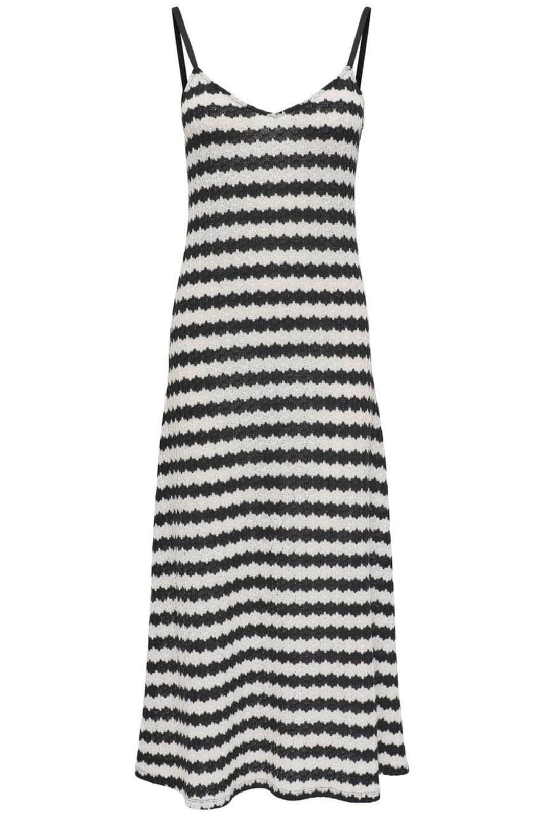 Only - Onlevara Life S/L Stripe Dress - 4855529 Black Cloud Dancer Kjoler 