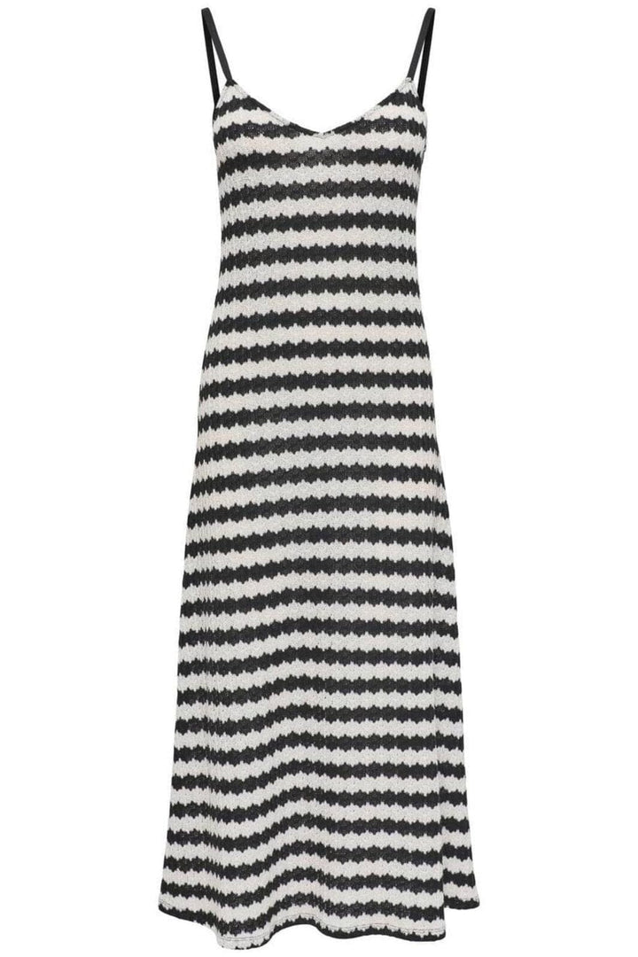 Only - Onlevara Life S/L Stripe Dress - 4855529 Black Cloud Dancer Kjoler 