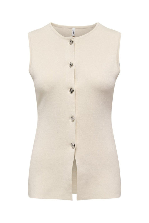 Only - Onlevelin Life Sl Vest Cc Knt - 4972118 Birch Silver Button