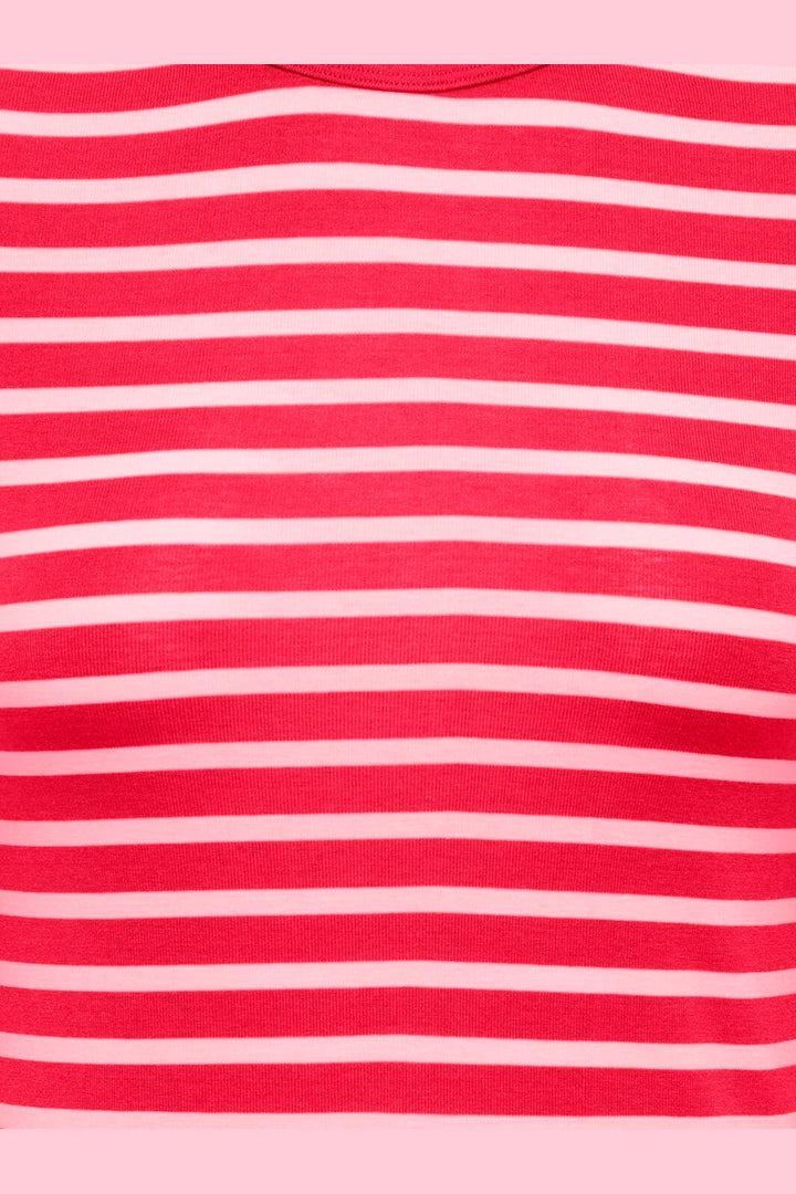 Only - Onlevie L/S O-Neck Stripe Top - 5192609 Lollipop Pink Parfait (Fido)
