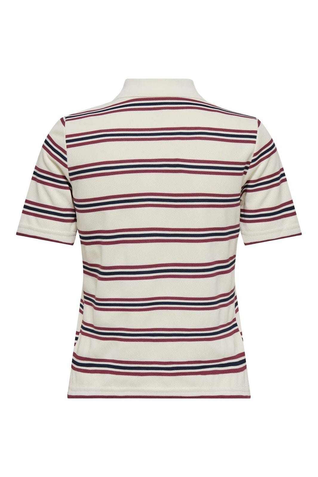 Only - Onlevie S/S Polo Top - 4793100 Antique White Navy Blazer+Ruby Wine