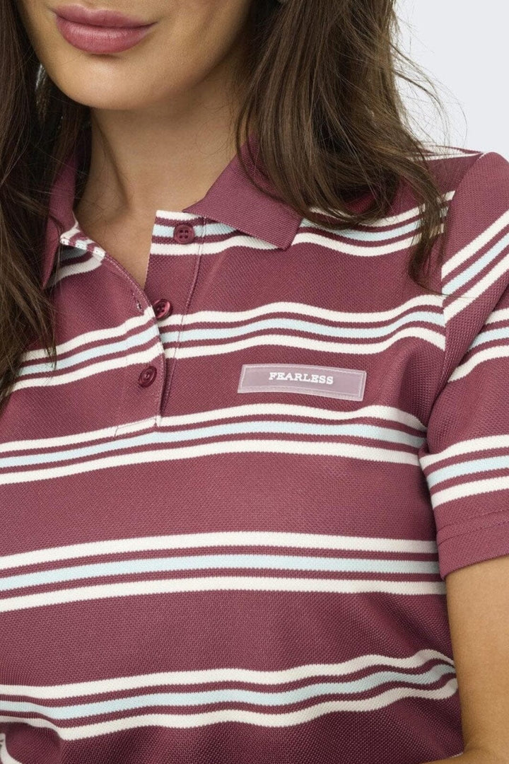 Only - Onlevie S/S Polo Top - 4838416 Ruby Wine Starlight Blue + Antique White