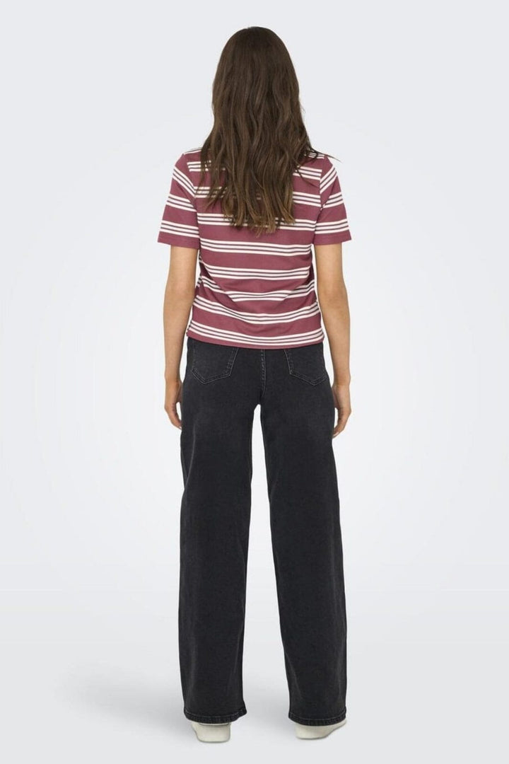 Only - Onlevie S/S Polo Top - 4838416 Ruby Wine Starlight Blue + Antique White
