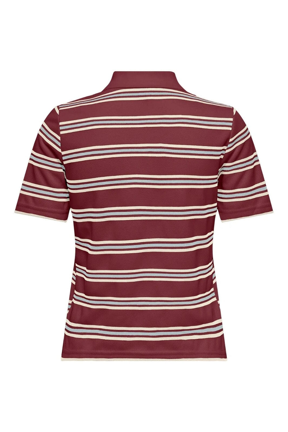 Only - Onlevie S/S Polo Top - 4838423 Ruby Wine Starlight Blue + Antique White (Without Tag)