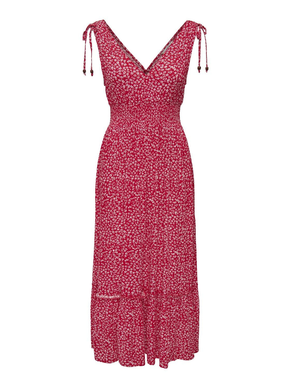 Only - Onlfernanda Life S/L Long Dress - 4366448 Salsa White Ditsy Kjoler 