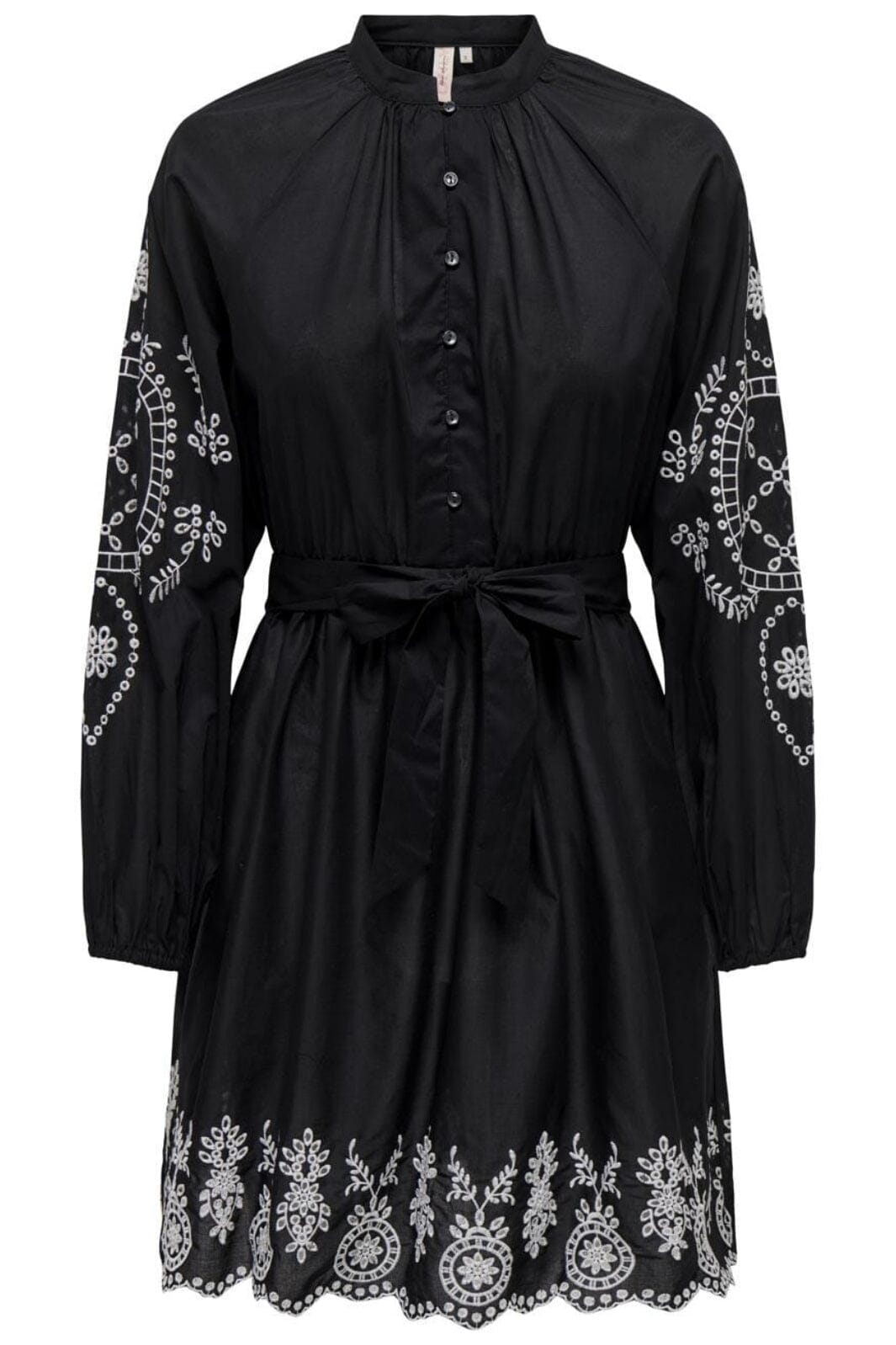 Only - Onlflo Dicte Emb Contrast Dress - 4460037 Black Emb Whte Kjoler 
