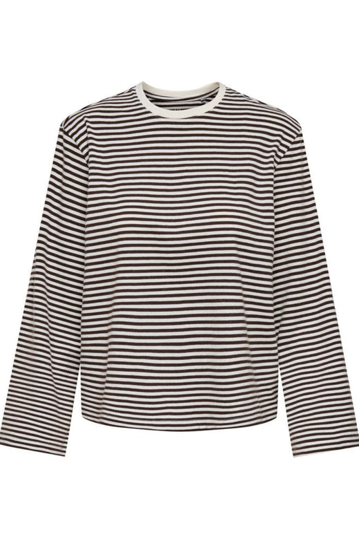 Only - Onlfreja Stripe L/S Wide Sleeve - 5082168 Coffee Bean Cloud Dancer (Mel) Bluser 