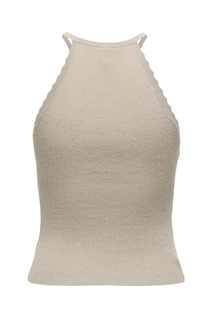 Only - Onlgemma Sl Scallop Hltneck Top Knt - 4710703 Feather Gray