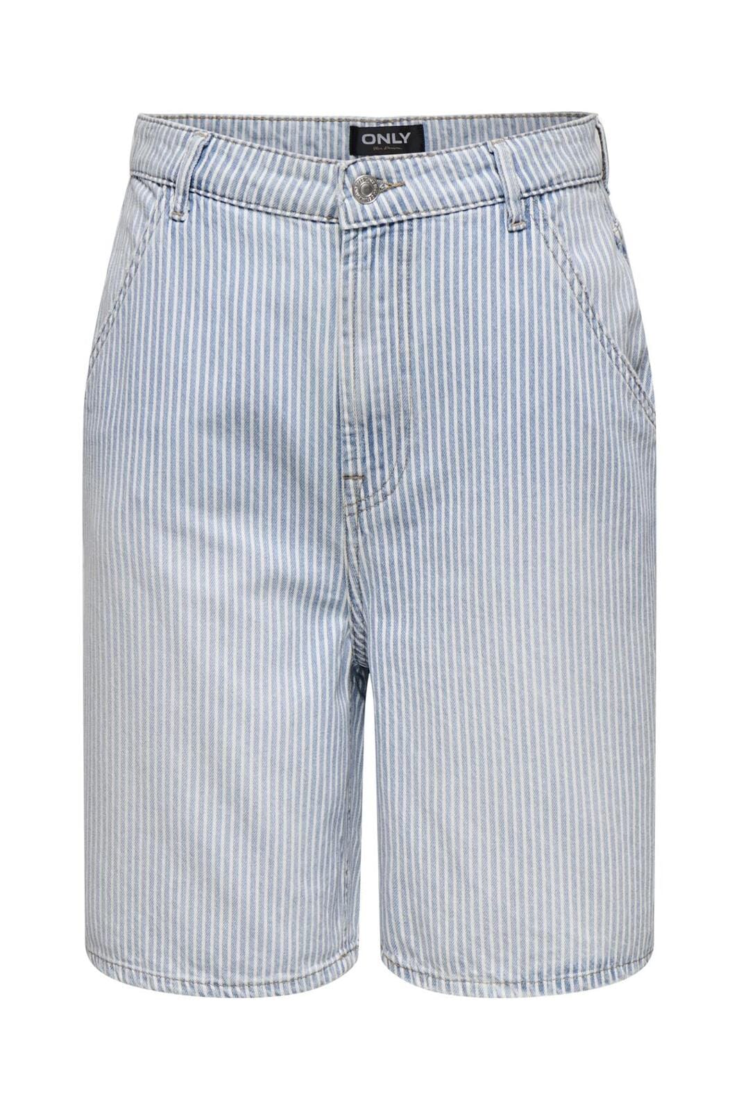 Only - Onlgia Striped Loose Shorts - 4720517 Light Blue Denim White Stripes