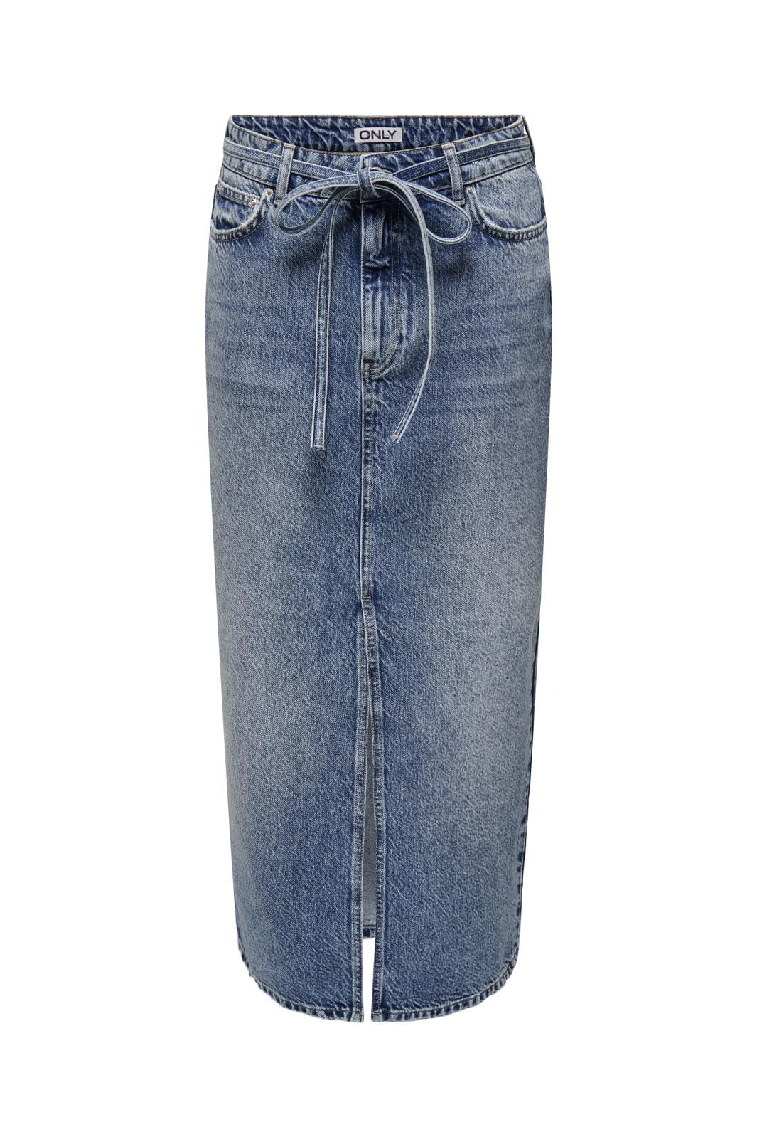 Only - Onlgianna Belted Midi Skirt Dot - 4671715 Medium Blue Denim