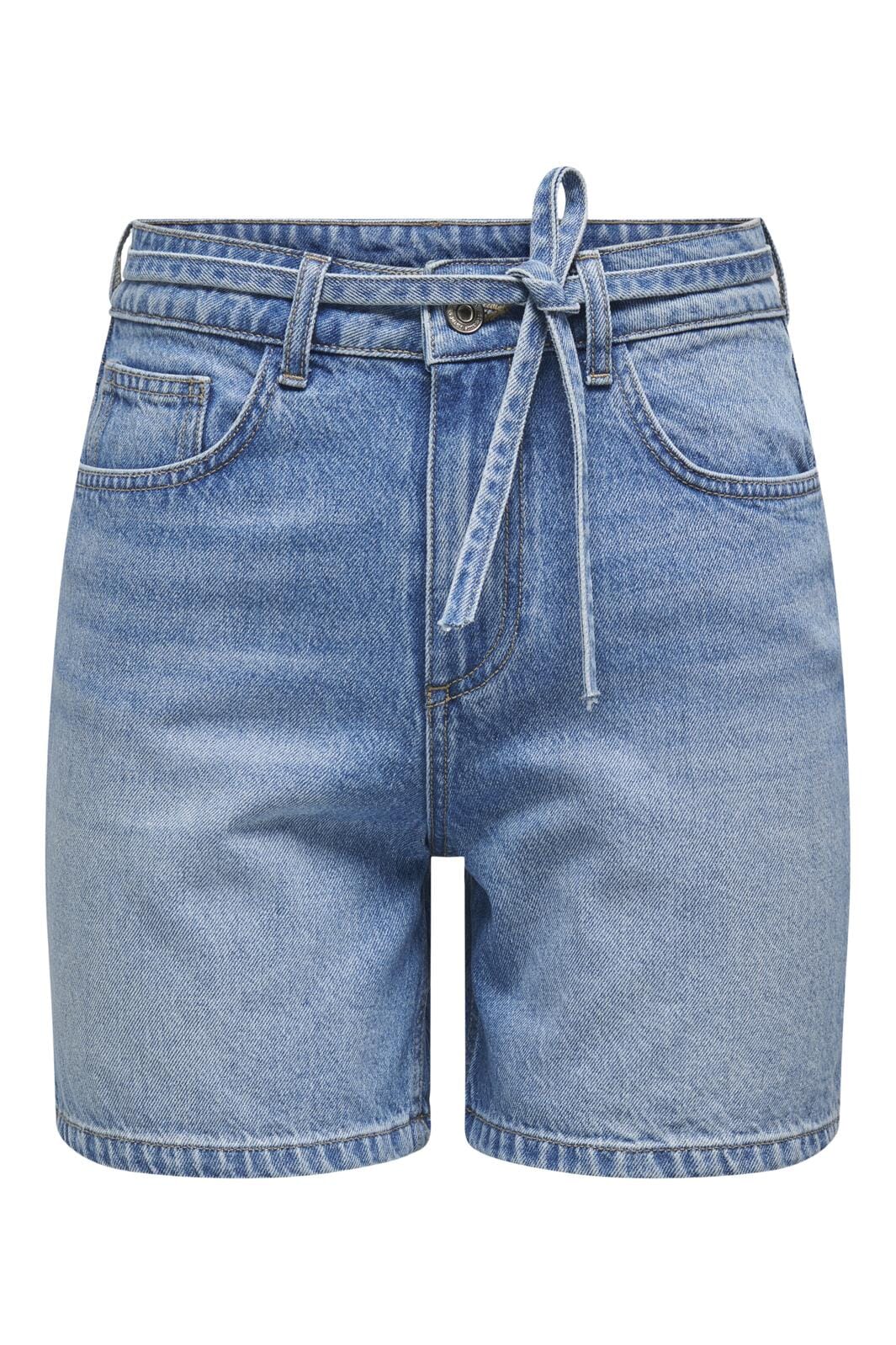 Only - Onlgianna Belted Shorts Azg - 4670916 Medium Blue Denim