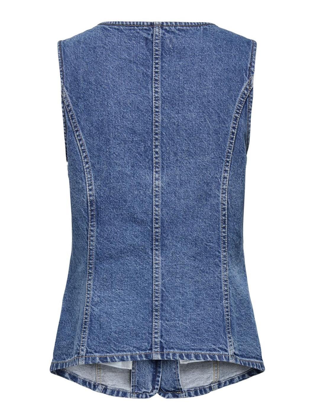 Only - Onlgiulina S/L Button Waistcoat Mae - 4821241 Medium Blue Denim
