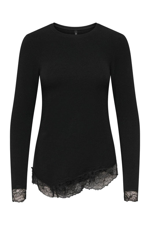 Only - Onlglamour L/S Lace Detail Top - 5123394 Black