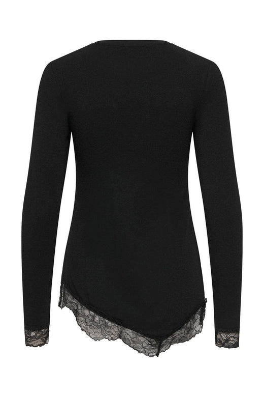 Only - Onlglamour L/S Lace Detail Top - 5123394 Black