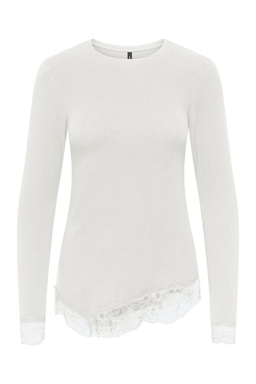 Only - Onlglamour L/S Lace Detail Top - 5135955 Cloud Dancer