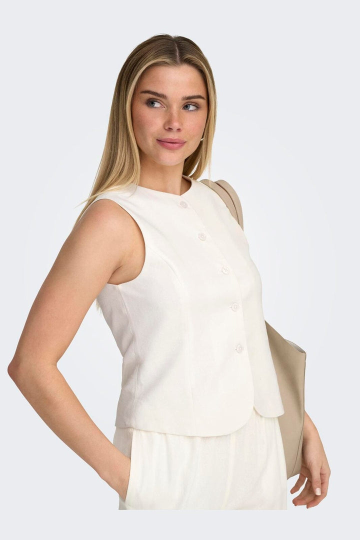 Only - Onlgoa S/L Linen Bl Waistcoat Cc Tlr - 4910243 Cloud Dancer
