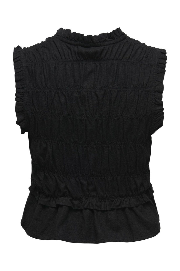 Only - Onlgoa S/S Linen Bl Frill Top Cc - 4910193 Black