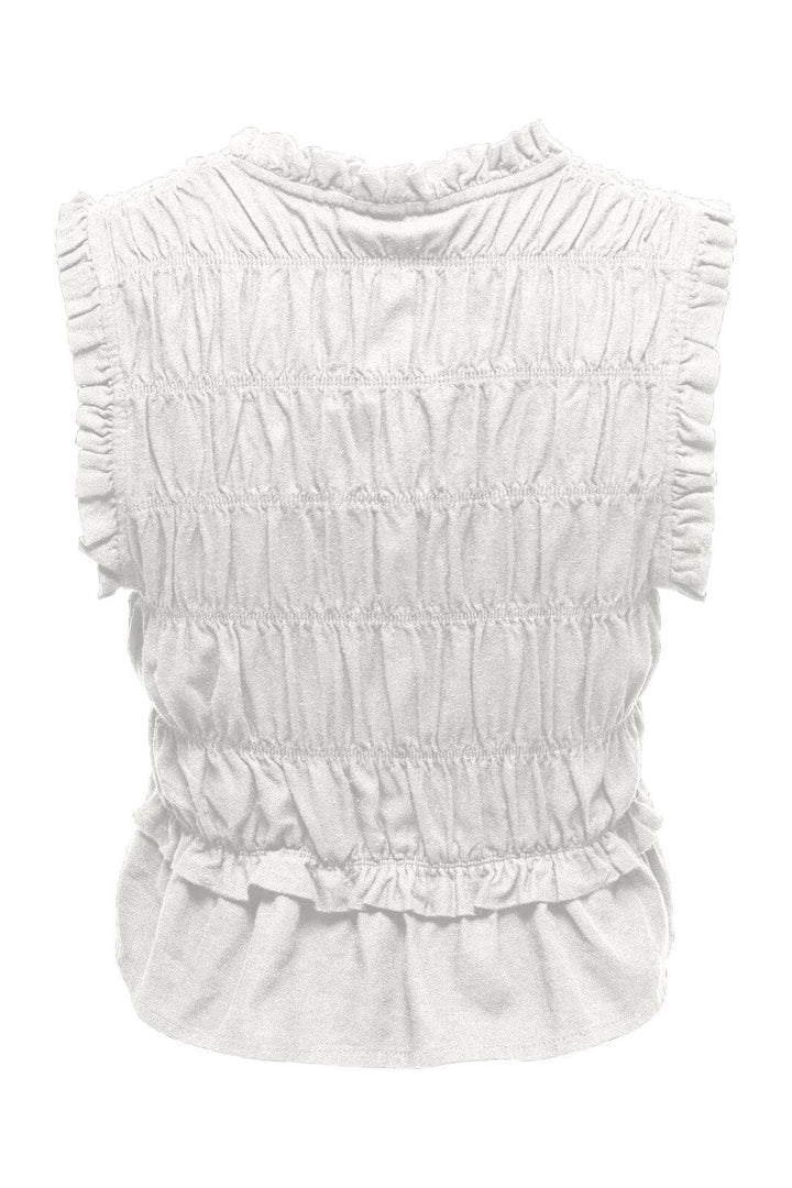 Only - Onlgoa S/S Linen Bl Frill Top Cc - 4942284 Cloud Dancer
