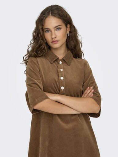 Only - Onlgry-Nessa S/S Cord Dress - 4854608 Toasted Coconut Kjoler 