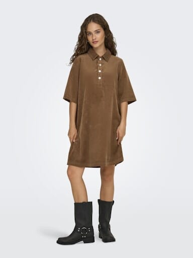 Only - Onlgry-Nessa S/S Cord Dress - 4854608 Toasted Coconut Kjoler 