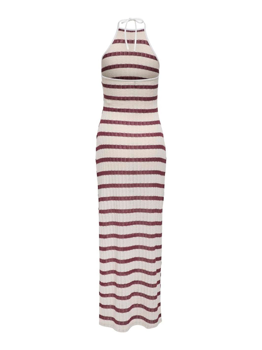 Only - Onlhalia Halterneck Long Dress Box - 4774274 Cloud Dancer Ruby Wine