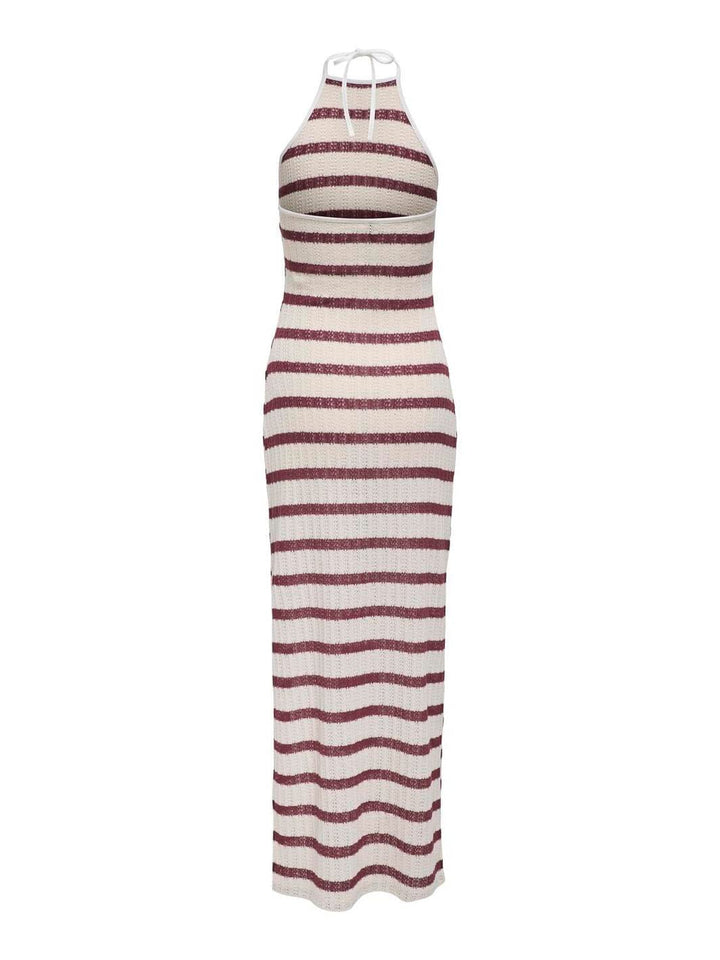 Only - Onlhalia Halterneck Long Dress Box - 4774274 Cloud Dancer Ruby Wine
