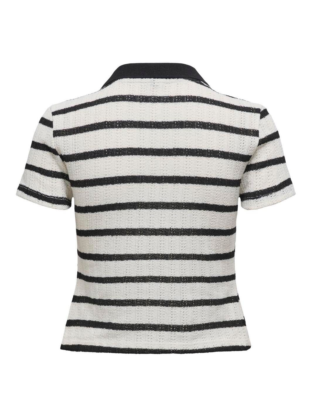Only - Onlhalia S/S Collar Top Box - 4774256 Cloud Dancer Black
