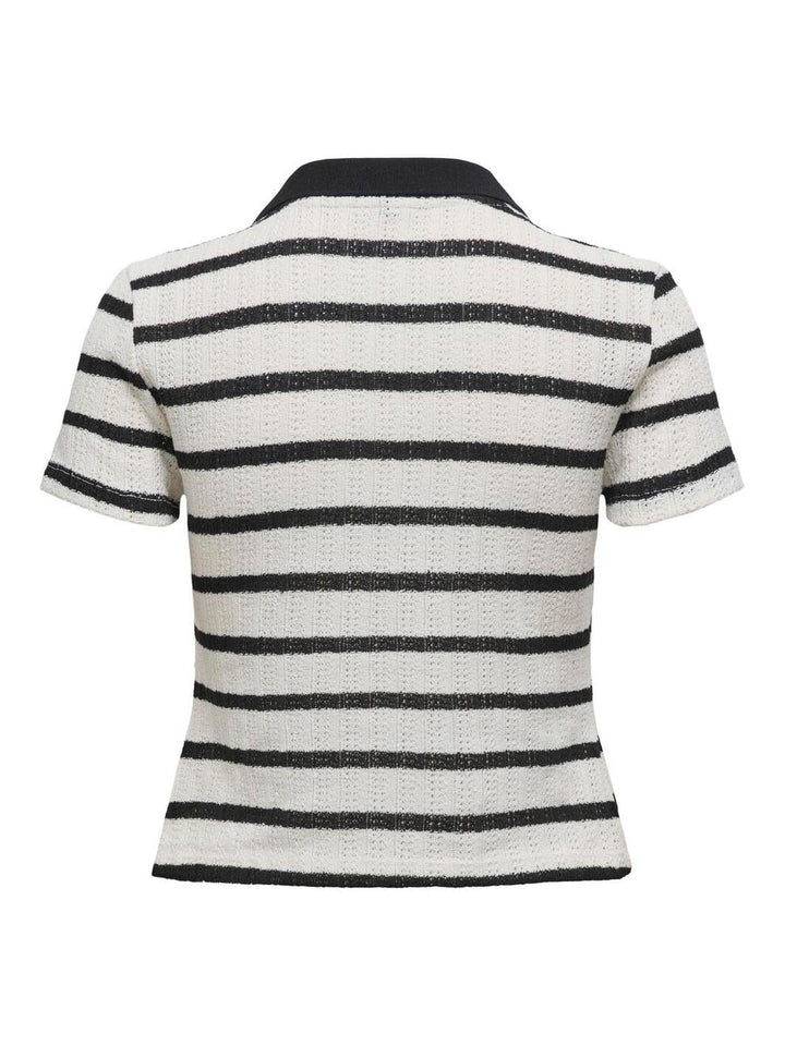Only - Onlhalia S/S Collar Top Box - 4774256 Cloud Dancer Black