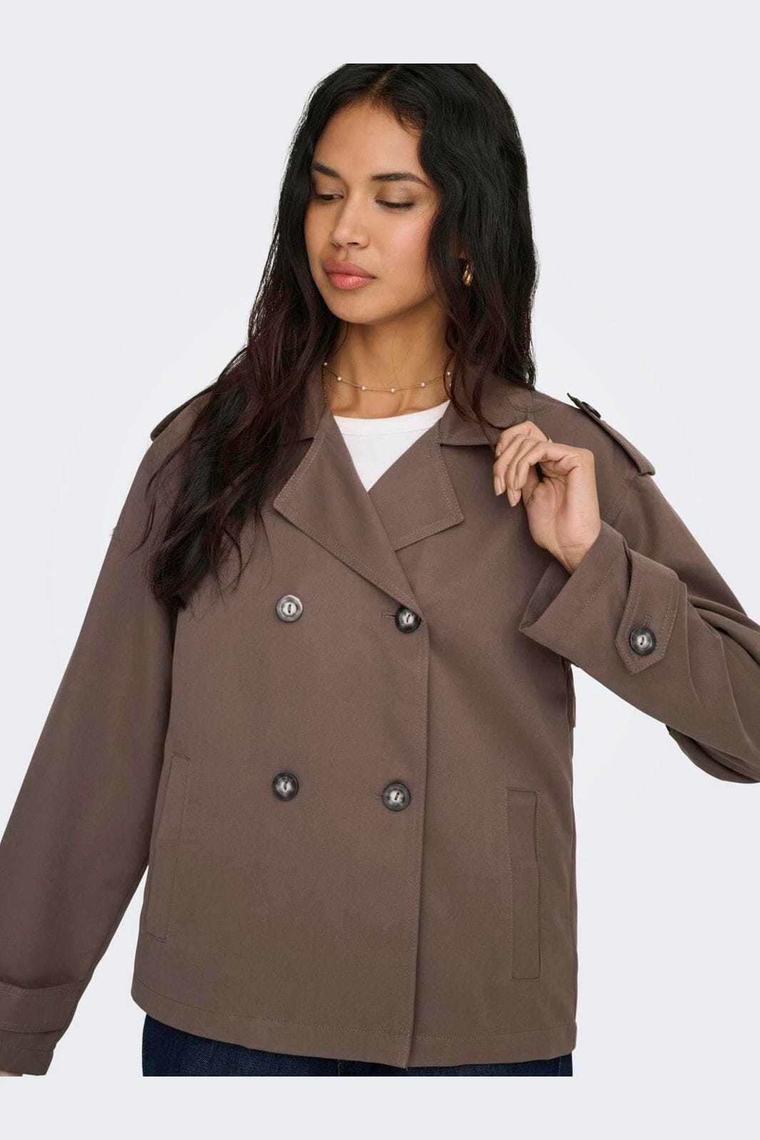 Only - Onlhannah Short Life Trenchcoat - 4986831 Chocolate Martini
