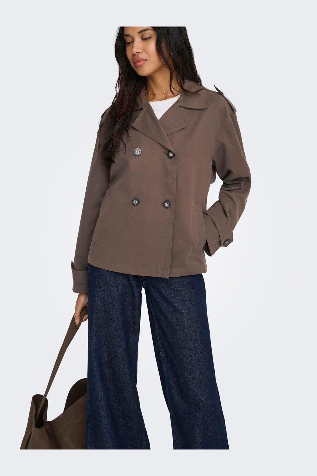 Only - Onlhannah Short Life Trenchcoat - 4986831 Chocolate Martini
