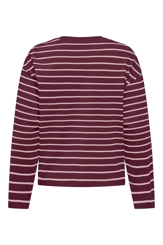 Only - Onlhappy L/S O-Neck Stripe Tee - 5203236 Fig Pale Lilac Lena
