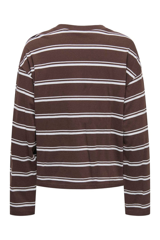 Only - Onlhappy L/S O-Neck Stripe Tee - 5203349 Coffee Bean Balled Blue Fie