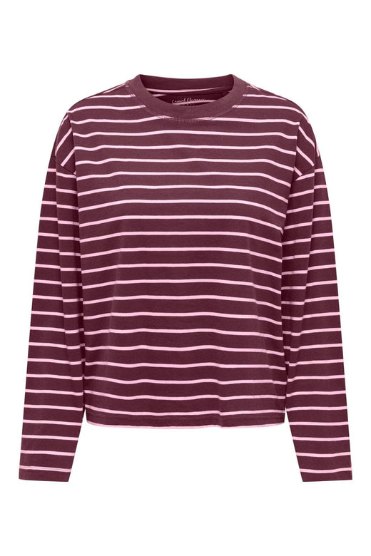 Only - Onlhappy L/S O-Neck Stripe Tee - 5233659 Fig Lady Pink (Lena)