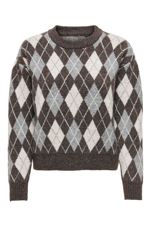 Only - Onlharly Life Ls O-Neck Pullover Knt - 4971828 Coffee Bean Soft Chambray/Birch