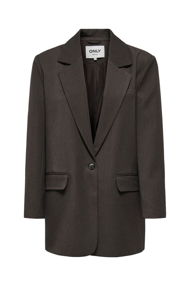 Only - Onlhattie-Lana L/S Overs Mel Blazer Tlr - 4985629 Chocolate Torte Melange