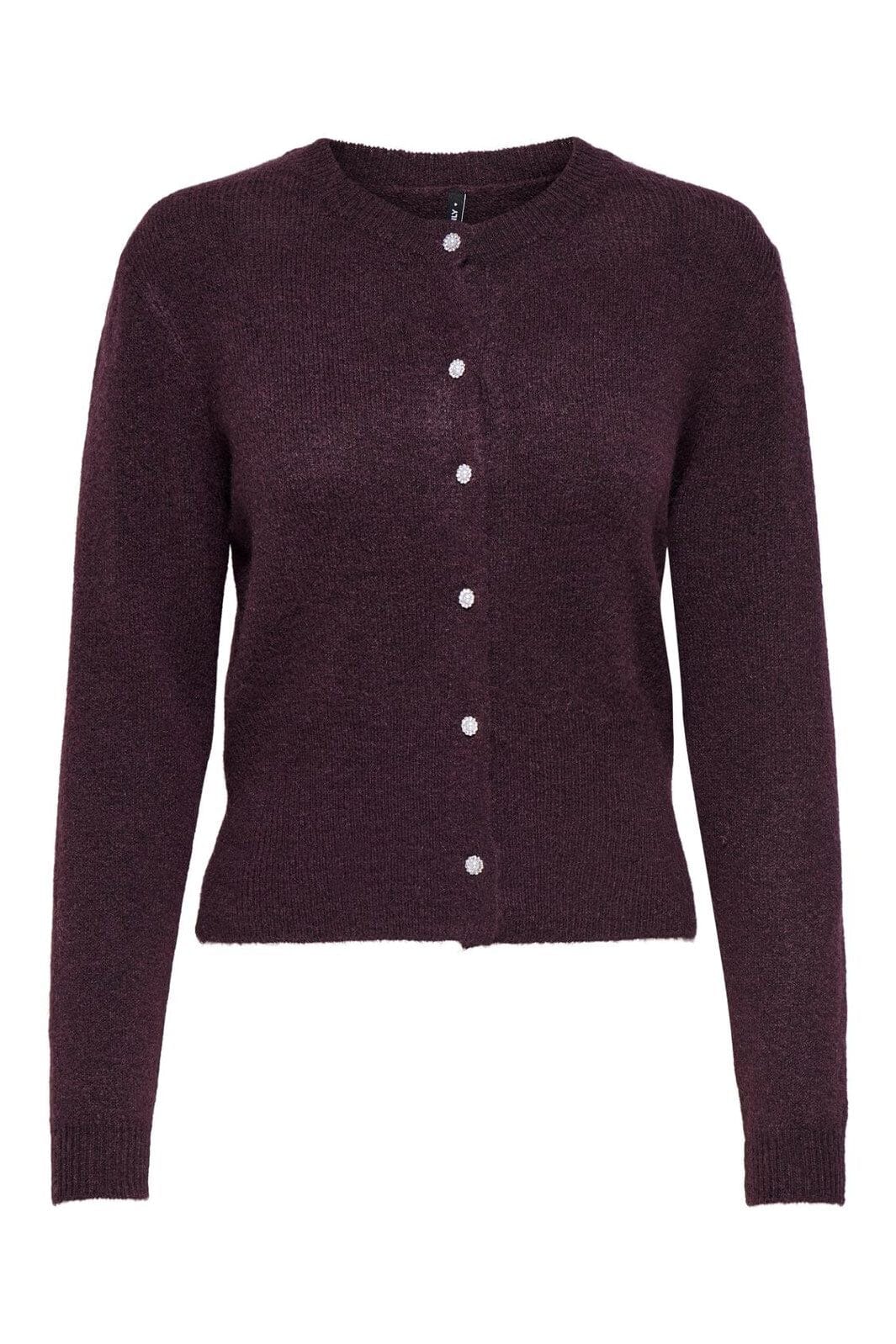 Only - Onlhavanna Ls Button Cardigan Knt - 4932224 Winetasting Melange/Bling Button
