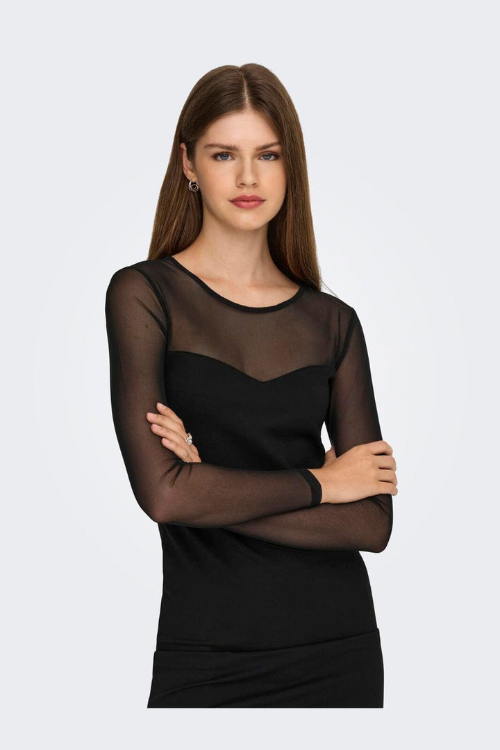 Only - Onlheart-Becki L/S Mix Bodycondress - 4866333 Black