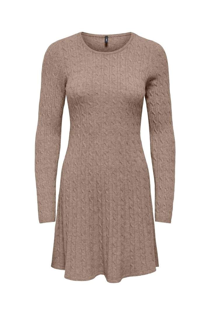 Only - Onlibi Ls O-Neck Cable Dress Cc Knt - 5100472 Mocha Meringue
