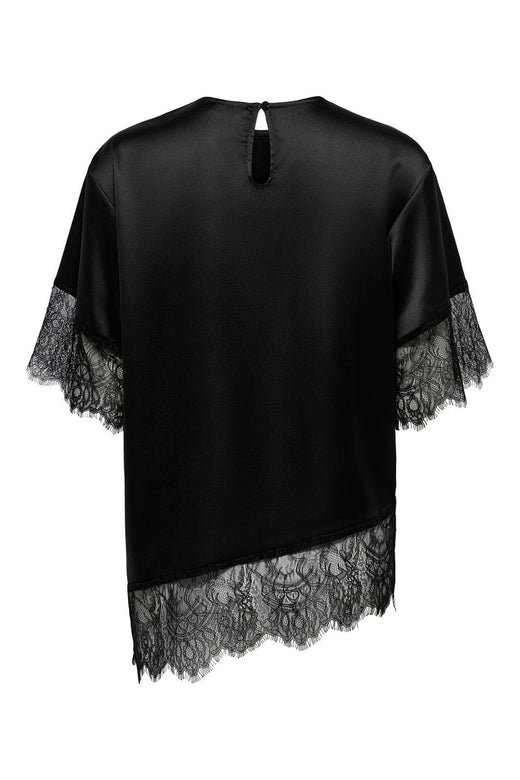 Only - Onlindona 2/4 Satin Lace Top - 5086871 Black