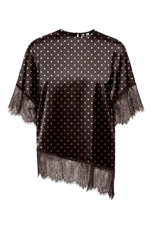 Only - Onlindona 2/4 Satin Lace Top - 5187755 Chocolate Torte