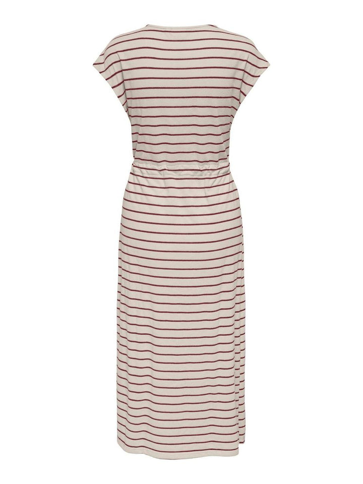 Only - Onljana S/S O-Neck Dress Swt - 4832805 Cloud Dancer Ruby Wine