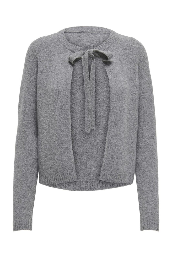 Only - Onljessie Ls One String Cardi Knt - 4757632 Medium Grey Melange